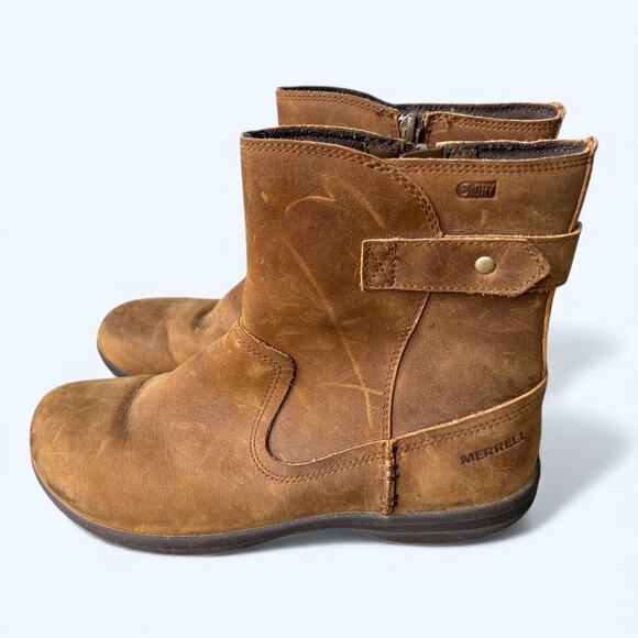 Merrell Encore Kassie Mid Waterproof Boots Brown Leather Womens sz 6.5 Gorpcore - Picture 13 of 14